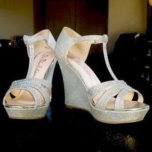 Silver Sparkle Wedge Heels